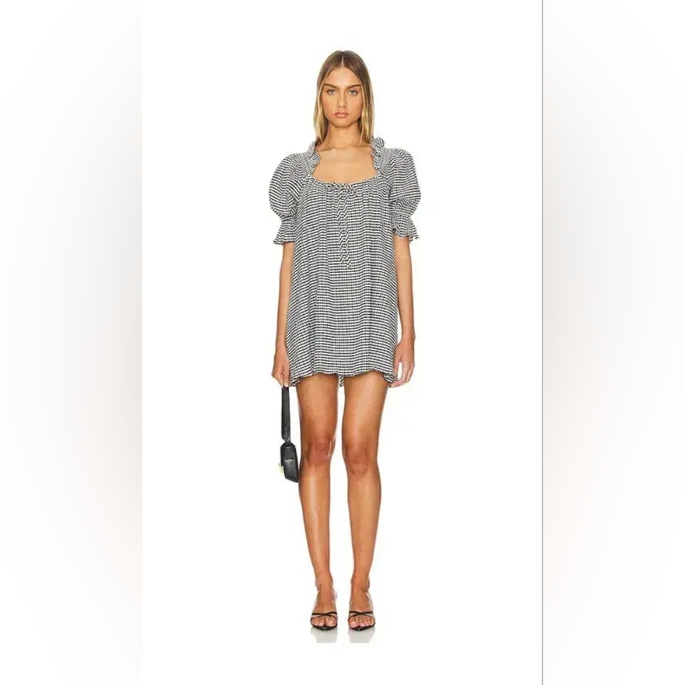 Stone Cold Fox Bella Baby Mini Dress | XS | Revolve Coastal Gingham Black White